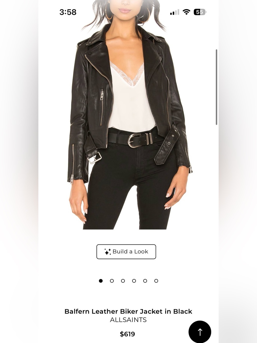 All Saints Balfern Leather Jacket - size 8